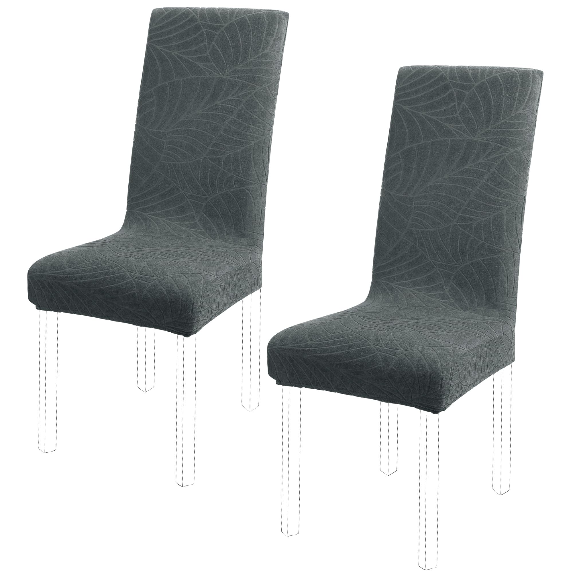 PiccoCasa Stretch Spandex Dining Chair Covers for Dining Chair 2 Pack, Removable Washable Chair Covers for Hotel Party Kitchen Wedding - Slate Blue High Back Chair Seat Slipcovers