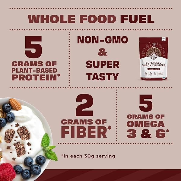 MANITOBA HARVEST SUPERSEED SNACK CLUSTERS, DARK CHOCOLATE – 4.6OZ – 5G PLANT PROTEIN, 2G FIBER, 5G OMEGA 3 & 6 PER 30G SERVING – EASY 6-IN-1 SUPER SEEDS SNACKS – VEGAN, NON-GMO PROJECT VERIFIED