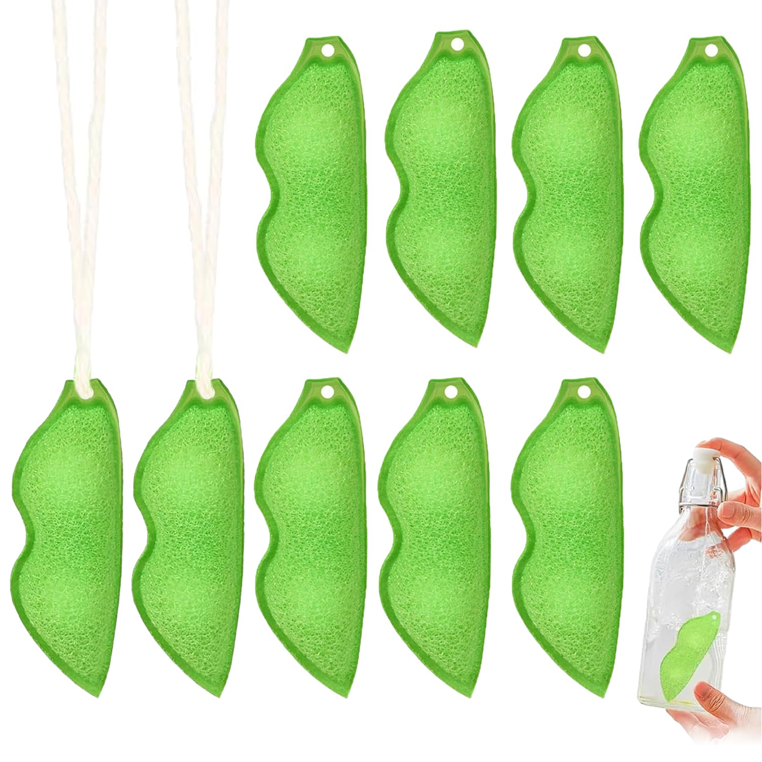 YaLiyA Bottle-Cleaning Sponge, 9PCS Reusable Beans Shaped, Heat Resistance, Kitchen Internal Cleaning, Magic Cleaning Beans for Small Mouth Bottles