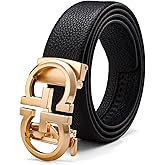 ARIMIA Fashion Diamond Mens Real Leather Ratchet Belt Black Adjustable Length Full Grain Soft Genuine Cowhide Strap Wide
