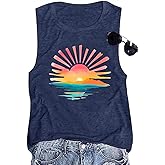 Nature Sunrise Tank Top for Women Summer Hiking Graphic Tops