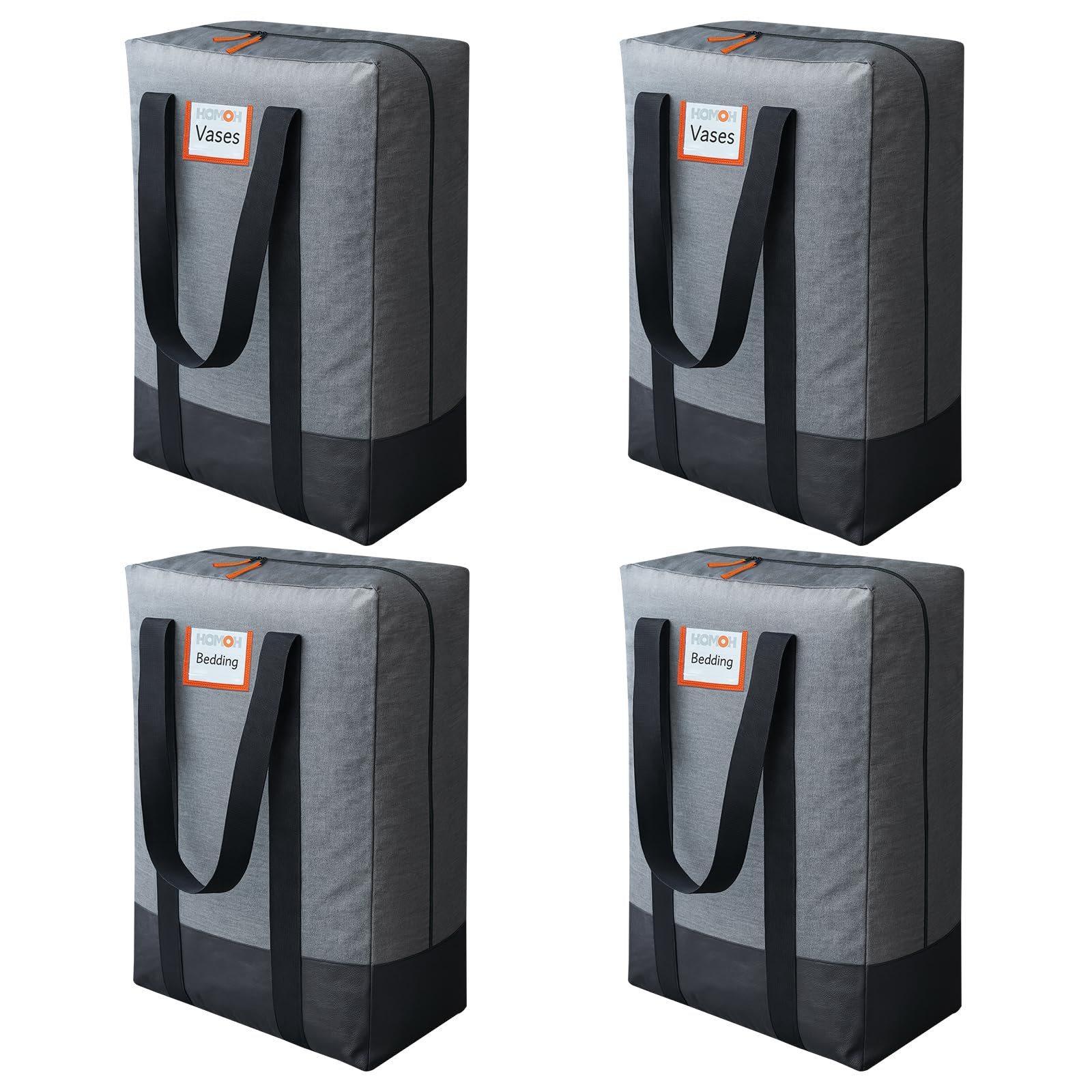 Photo 1 of 4 Pack Moving Bags Heavy Duty, Storage Bags for Clothes, Large Packing Tote with Wrap Around Handles, Internal Compression Straps, Alternative to Moving Boxes, Grey and Black