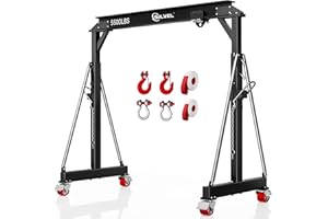SILVEL 2 Ton 5500Lbs Gantry Crane, 9.06FT Maximum Capacity Width, 8.53-12.47FT Adjustable Height, Portable Shop Lift Hoist with 2 Ton Manual Trolley for Factories, Warehouses, Garage, Black