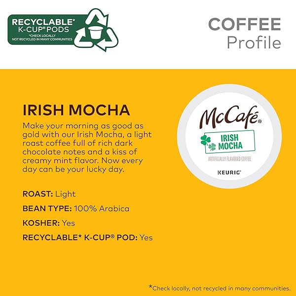 MCCAFE IRISH MOCHA, KEURIG SINGLE SERVE K-CUP PODS, FLAVORED COFFEE, 24 COUNT