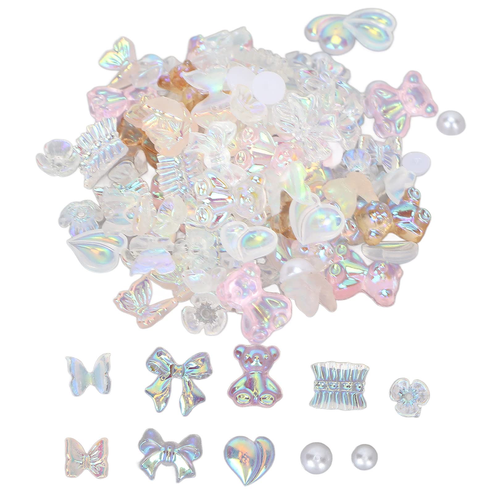 Nail Resin Decoration Bear, Nail Art Decor Bear, Cute Shiny Delicate Bow Bear Shaped for Nail Ornament Accessories for Home and Nail Salon, Nails Bead Charm Gems for Manicure Craft Art