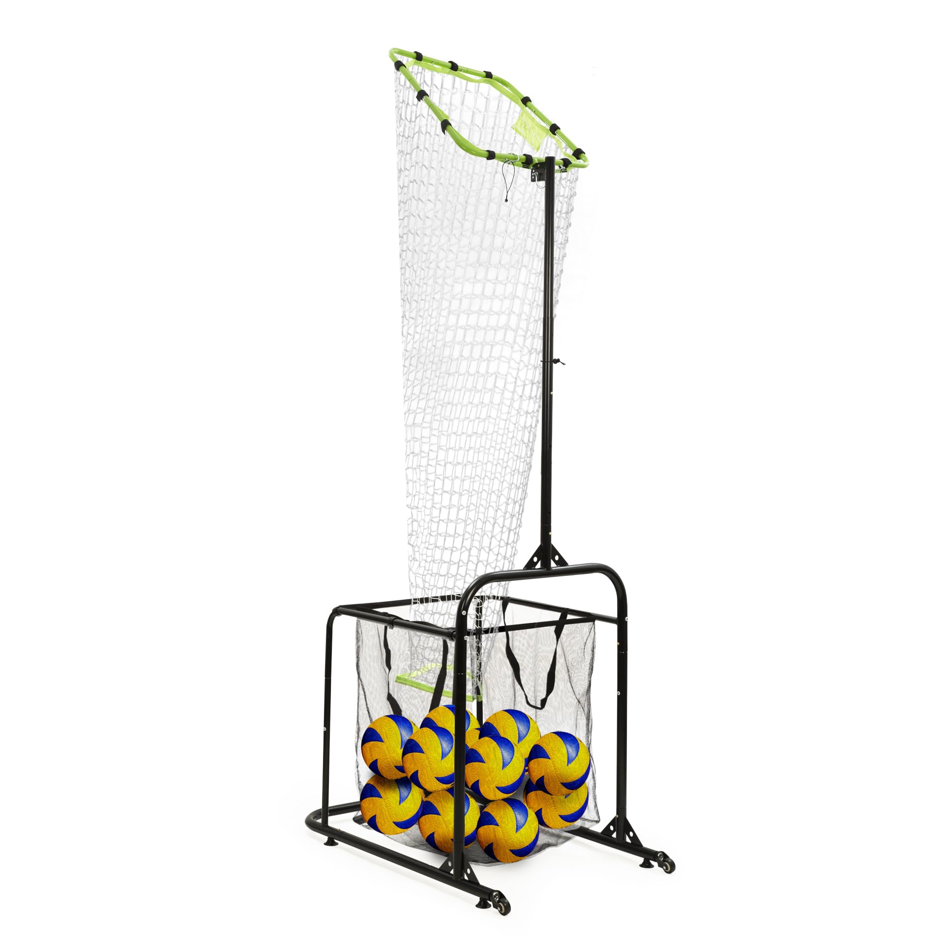Photo 1 of Volleyball Setter Training Equipment Volleyball Setting Trainer Volleyball Setter Net with 2 Target Hoop Size 5 Angle and Height Adjustments Ball Collection Bag