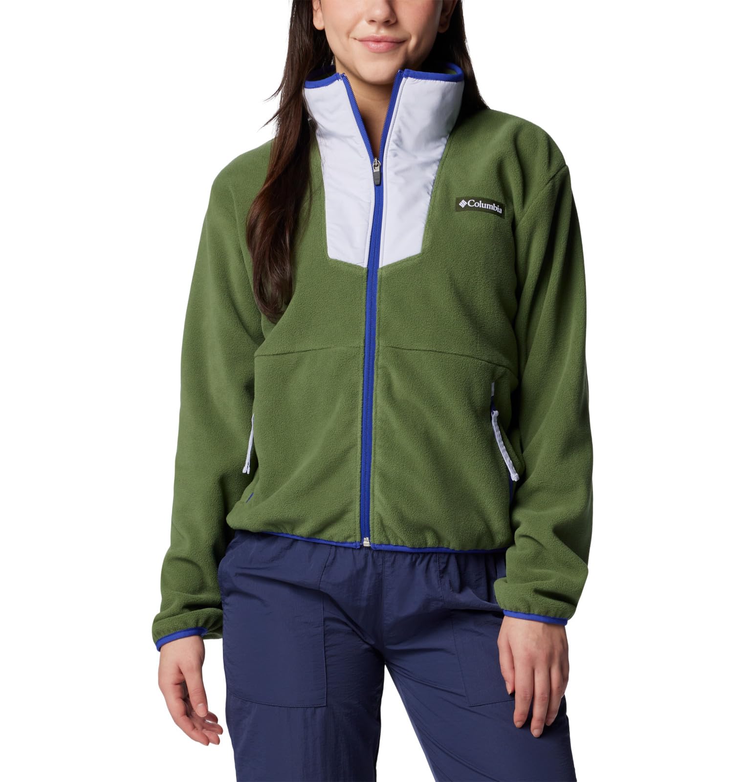Columbia Women’s Sequoia Grove Full Zip Fleece, Canteen/Snowdrift/Clematis Blue, Large