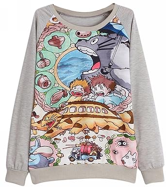 Meyison Mein Nachbar Totoro Kapuzenoberteile Langarm Sweatshirt Pullover Damen