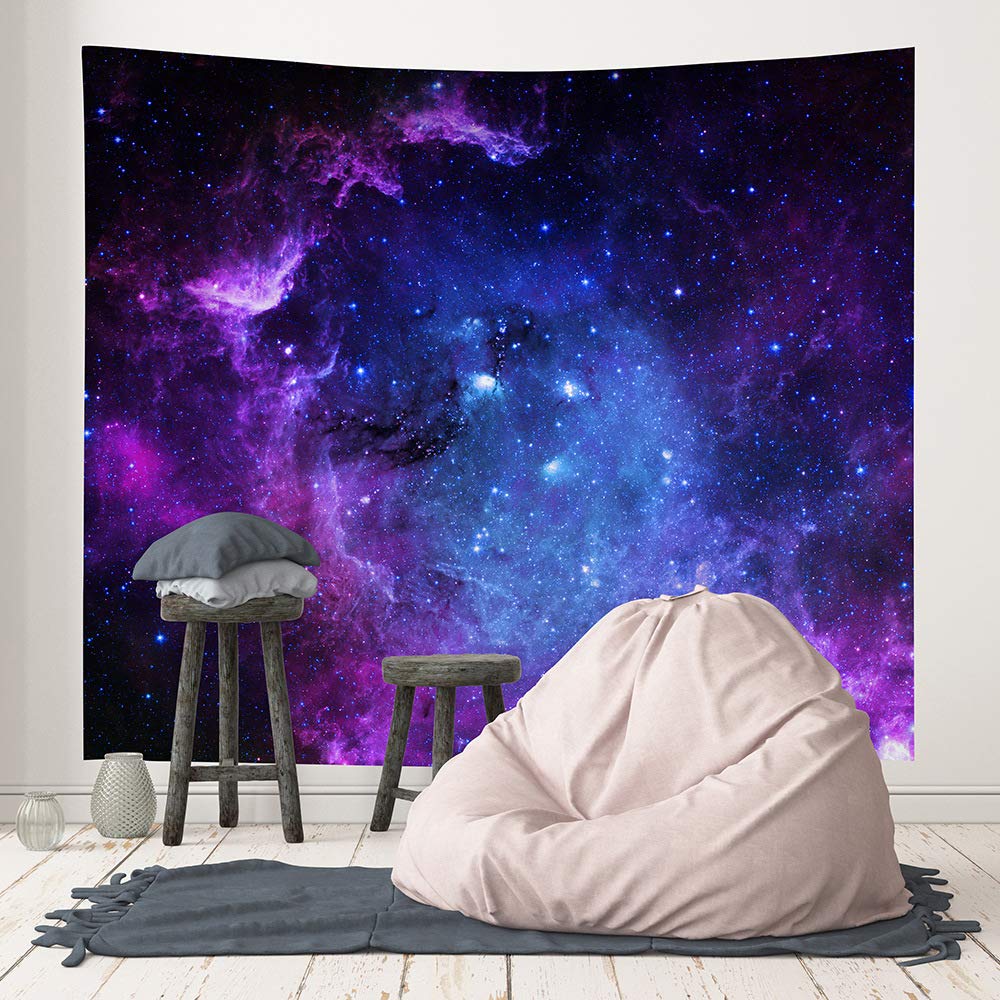 BCKAKQA Galaxy Tapestry - Psychedelic Universe Space Wall Hanging for Bedroom, Dorm, Living Room - Blue Purple Black Trippy Home Decoration (150X200cm, 59"X79")