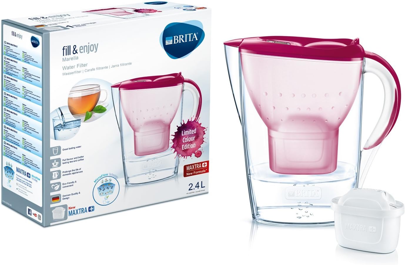BRITA Wasserfilter Marella, Kunststoff, Kunststoff, Rose, Format normal Kaufen