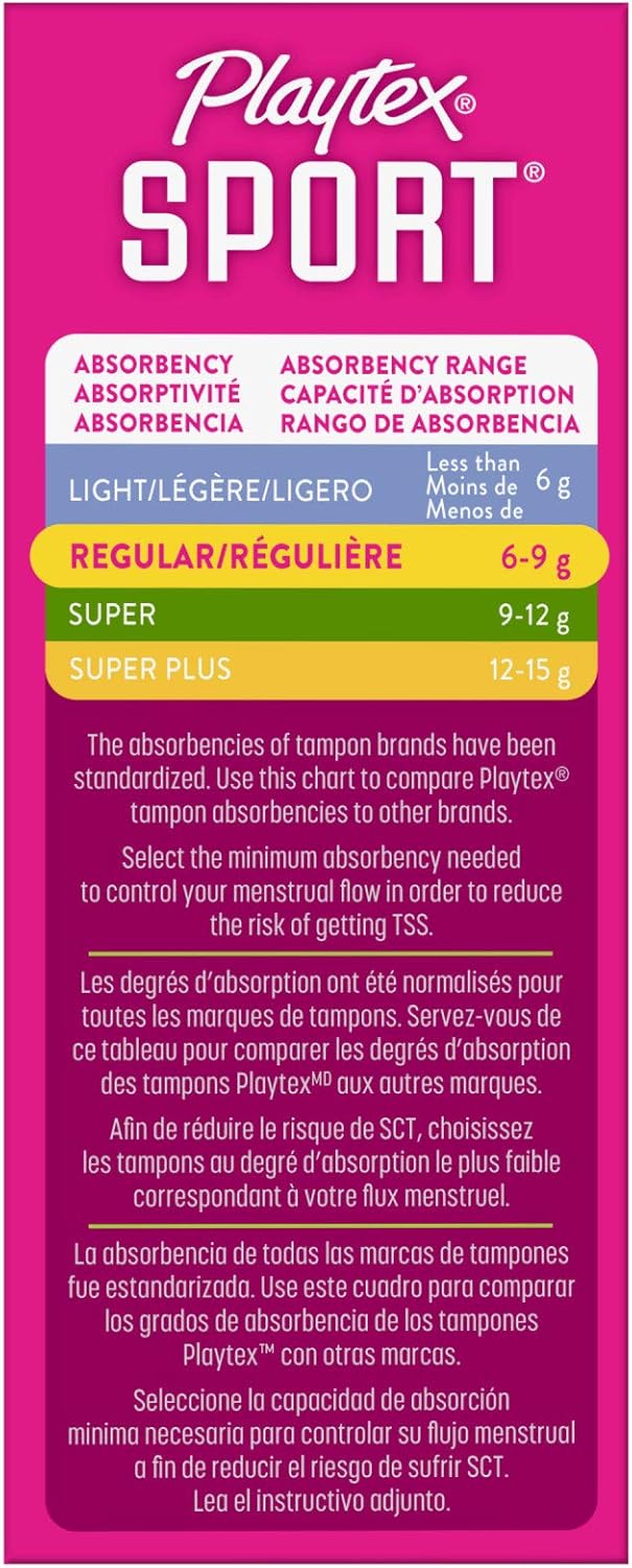 Playtex Sport Tampons with Flex-Fit Technology, Regular, Unscented - 18 Count: Health & Personal Care