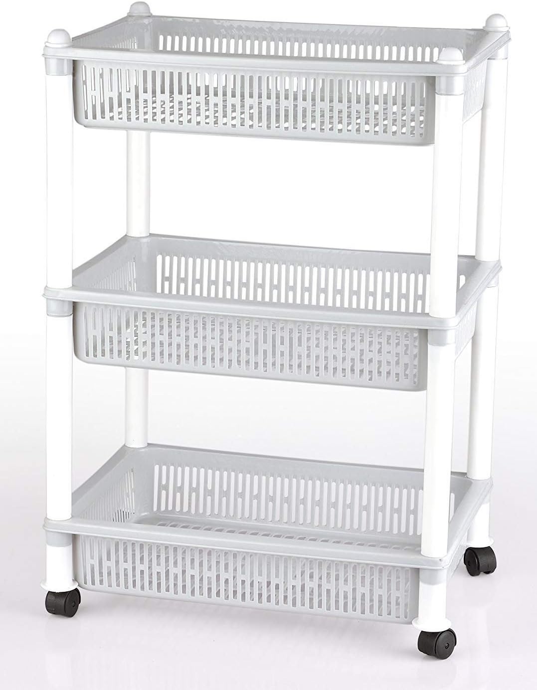 Dewberries® 3 Layer Space Saving Organizer Rack Shelf with Wheels for Kitchen Bathroom
