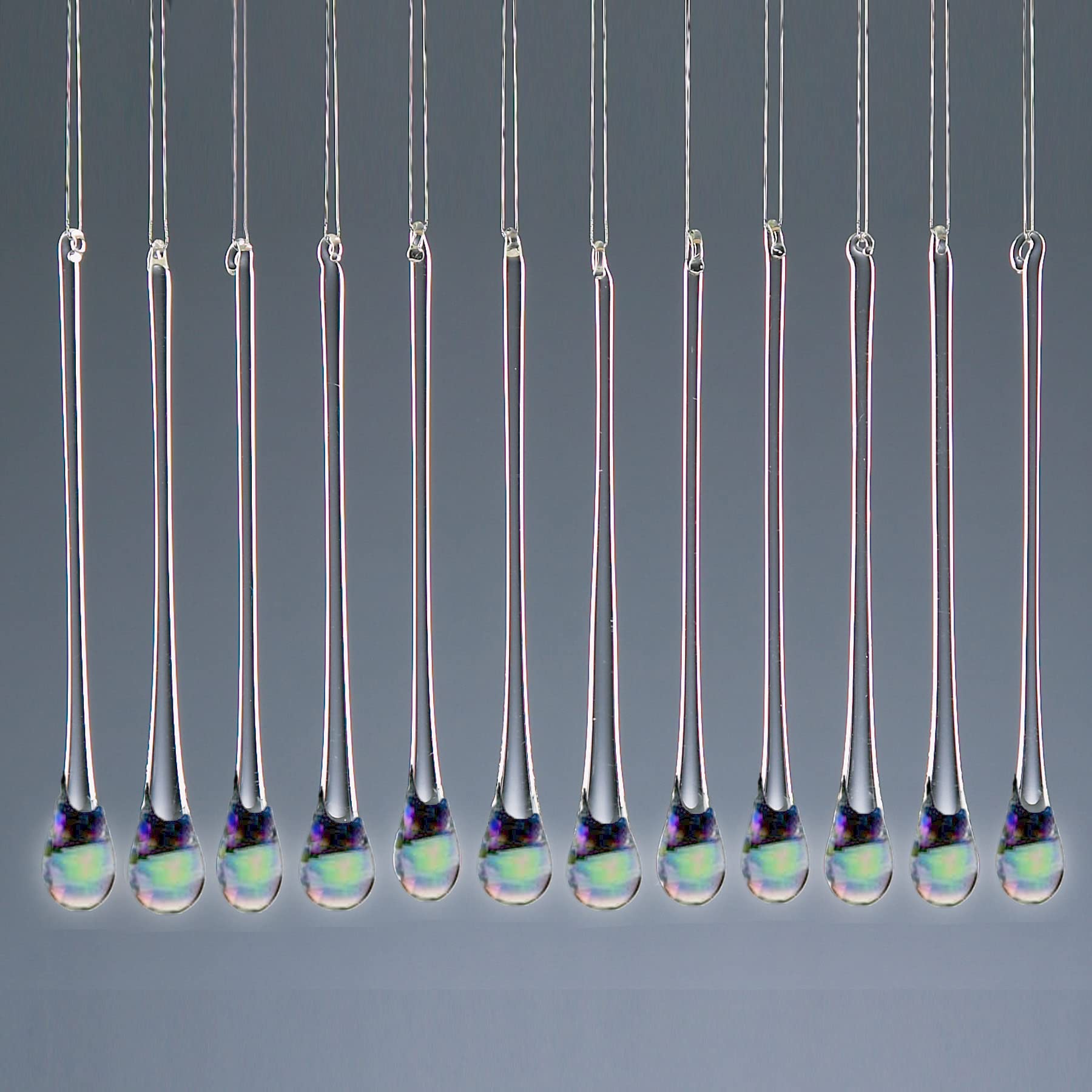 Iridescent Glass Tear Drop Icicles Ideal for Weddings or Christmas Tree decoration 7025-12 X 120mm