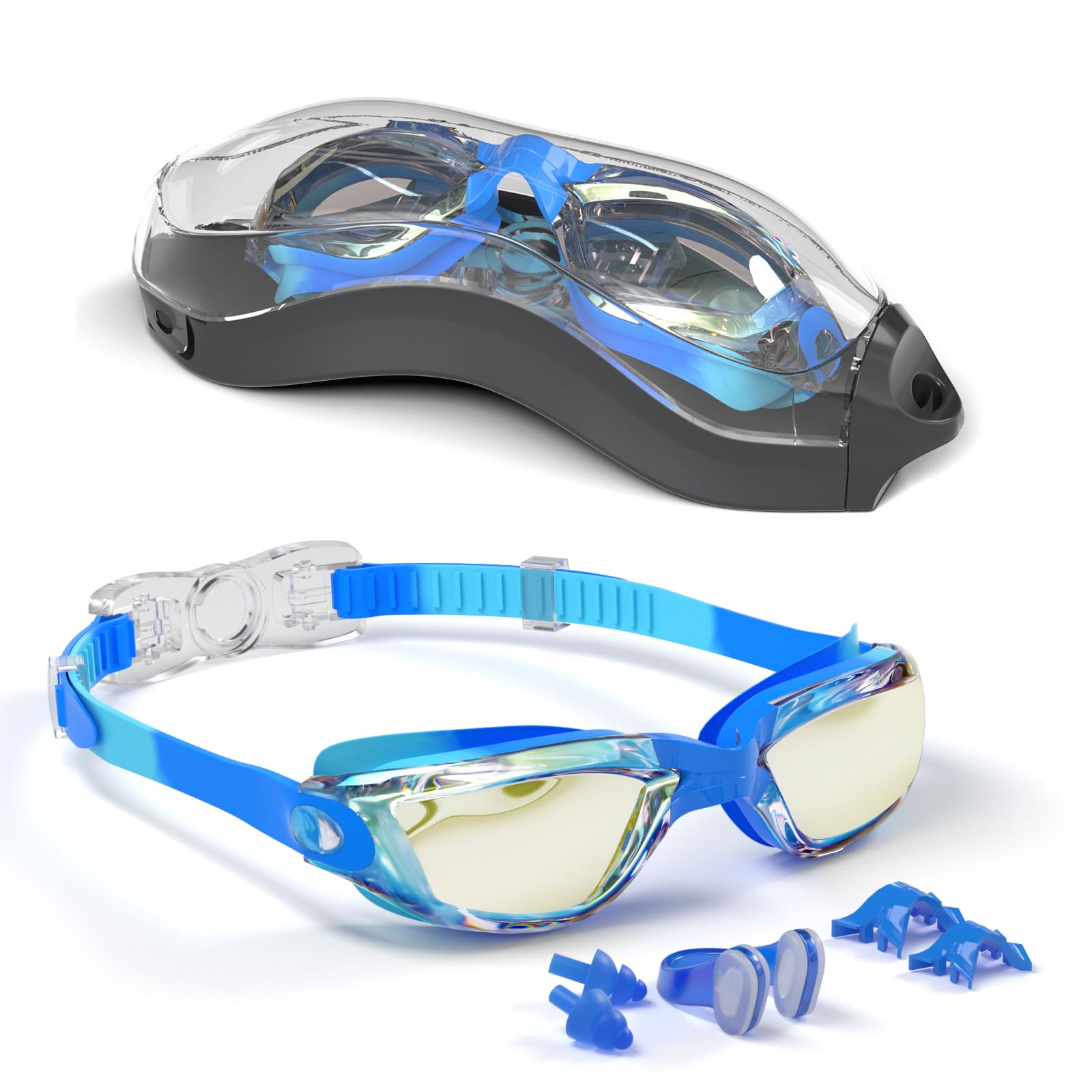 Photo 1 of Hurdilen Kids Swim Goggles, Swimming Goggles for Kids with Nose Clip, Earplugs, Nose Bridge for Age 3-15