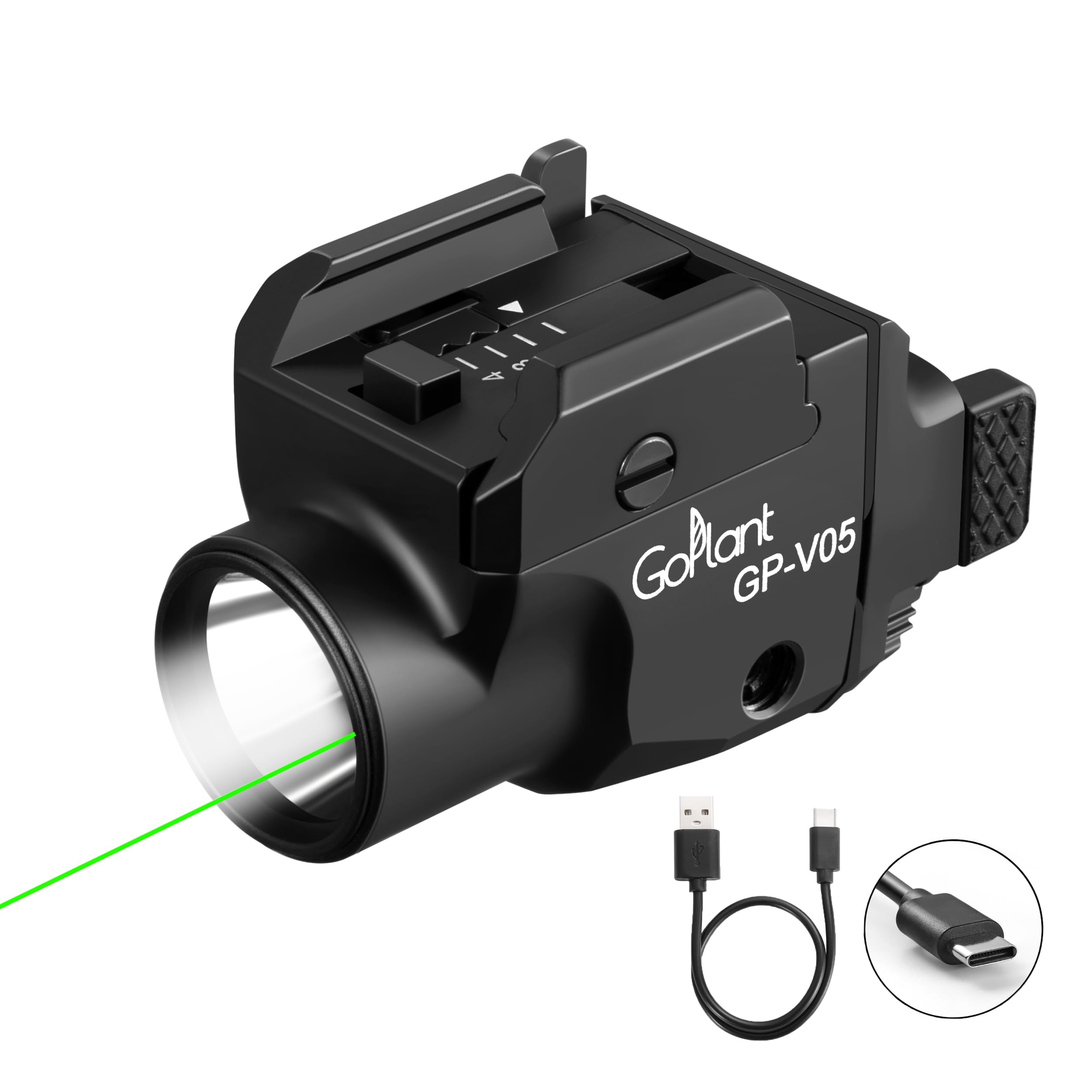 Photo 1 of 1500 Lumens Aircraft-Grade Aluminum Compact Pistol Flashlight, Picatinny Flashlights Laser Weapon Light, Subcompact Tactical Pistol Lights,Green Laser Light Combo for Handgun, Rechargeable Gun Light
