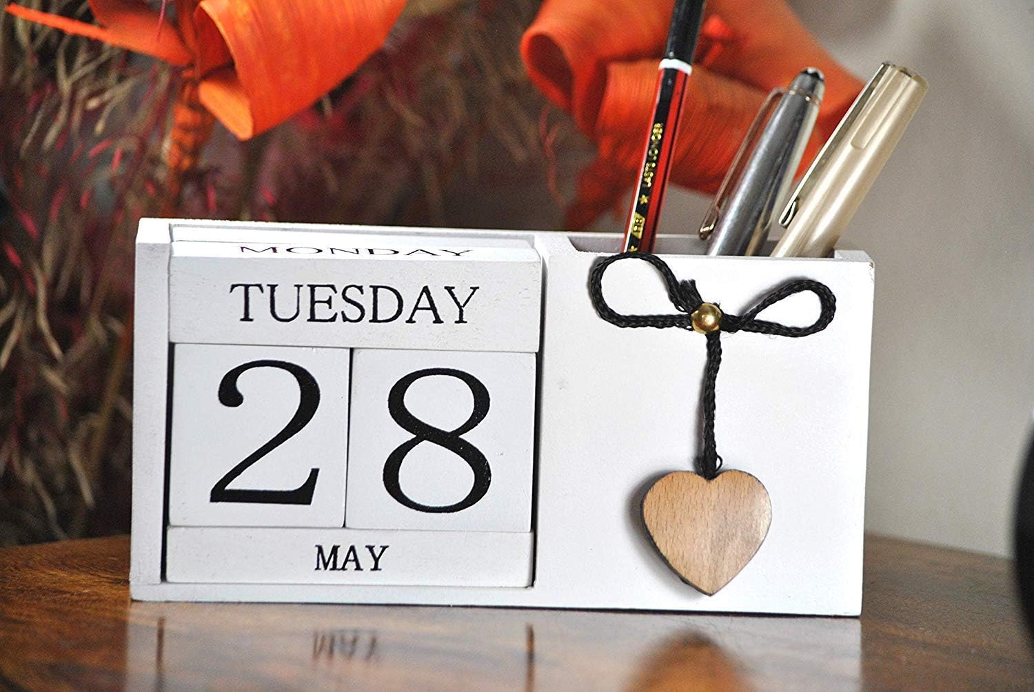 Frescorr - Wooden Perpetual Desk Calendar - Home and Office Decor, 6.5 x 2.0 x 3.5 inches