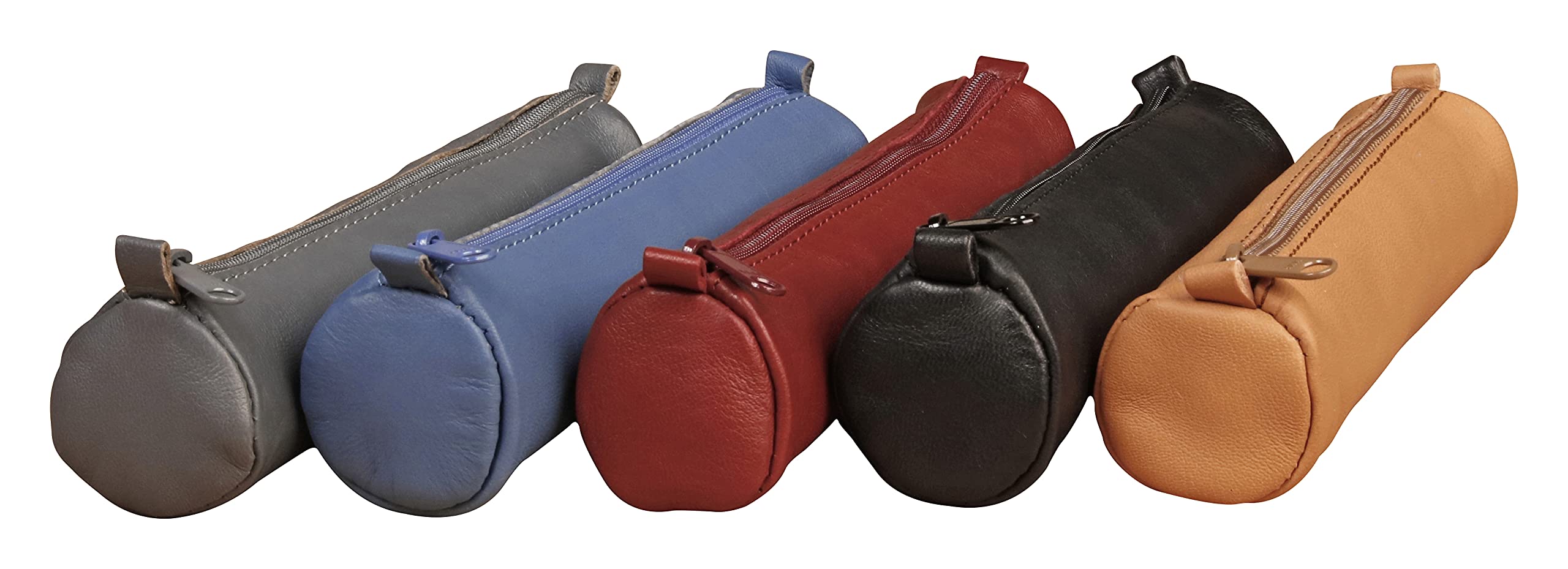 Clairefontaine 77011C - Age Bag Collection One Small Round Genuine Lambskin Pencil Case 18.5 cm x 4 cm Diameter - Random Colour - Manufactured in France