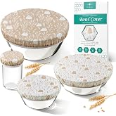 Beeswax Bowl Covers for Bread Proofing, Reusable 4-Pack, 4/6/8/10 Inch | Cotton fabric with beeswax &bull; For sourdough, bannetons &amp; mixing bowls &bull; Reusable elastic covers for proofing &amp; food storage