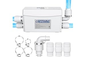 CrestWave Powerful 300W Sink Pump, 23ft Head, 110LPM Flow with 3 Water Inlets - Ideal for Basement, Kitchen, Sink, Shower, Bathtub, Laundry, Waste Water, Boats, RV, Home, Off-Grid Sewage Systems