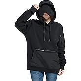 Relexit Travel Hoodie with Built-In Eye Mask for Airplane Travel Breathable Comfort Pullover Sweatshirt Multiple Pockets