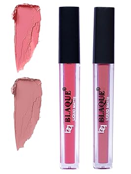 bq BLAQUE Matte Liquid Lipstick Combo of 2 Lip Color 4ml each, Long Lasting & Waterproof - Coral Peach & Light Nude Brown