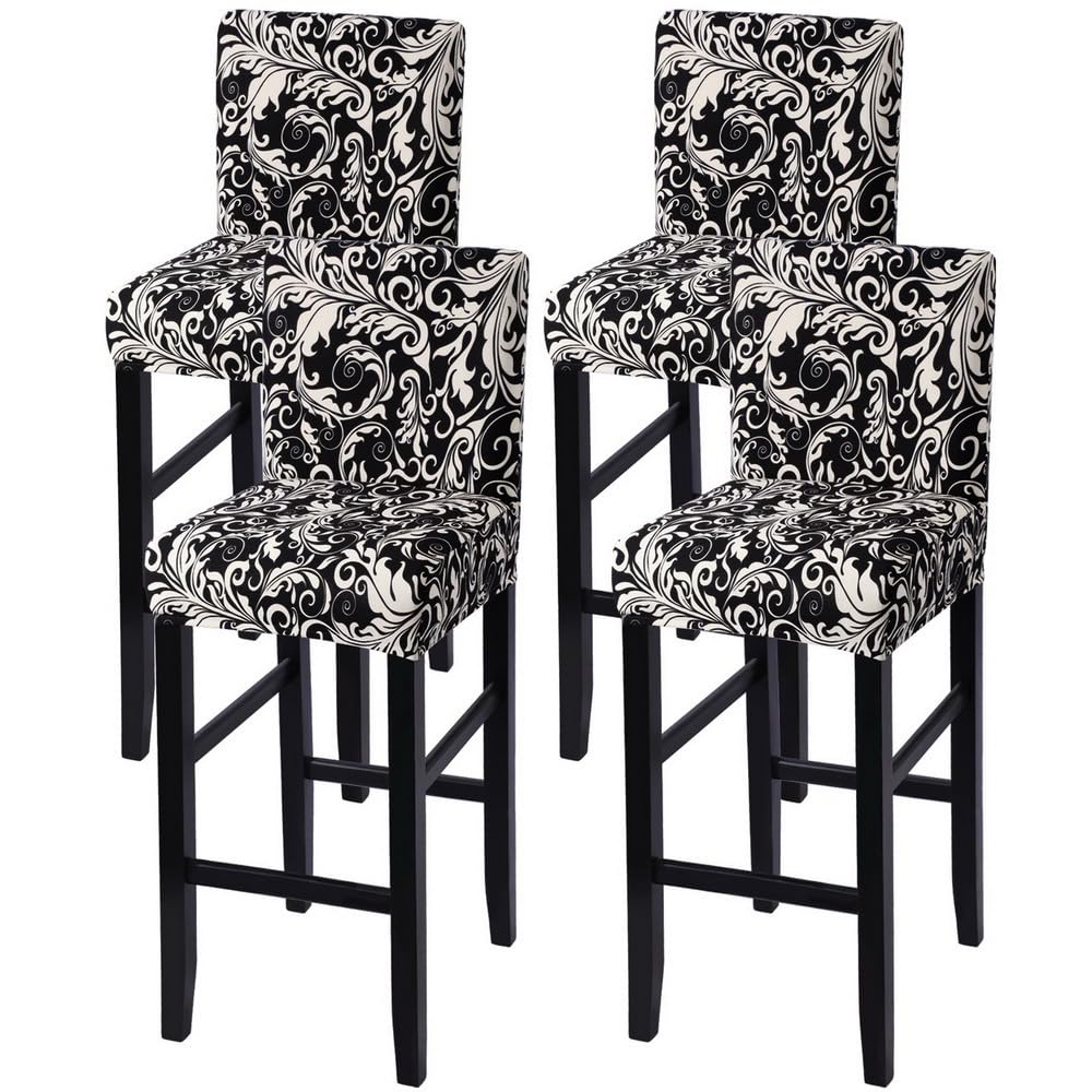 Photo 1 of SearchI Bar Stool Covers Set of 4, Stretch Washable Barstool Seat Covers, Counter Height Chair Covers for Kitchen Dining Room Cafe (Black Flower)