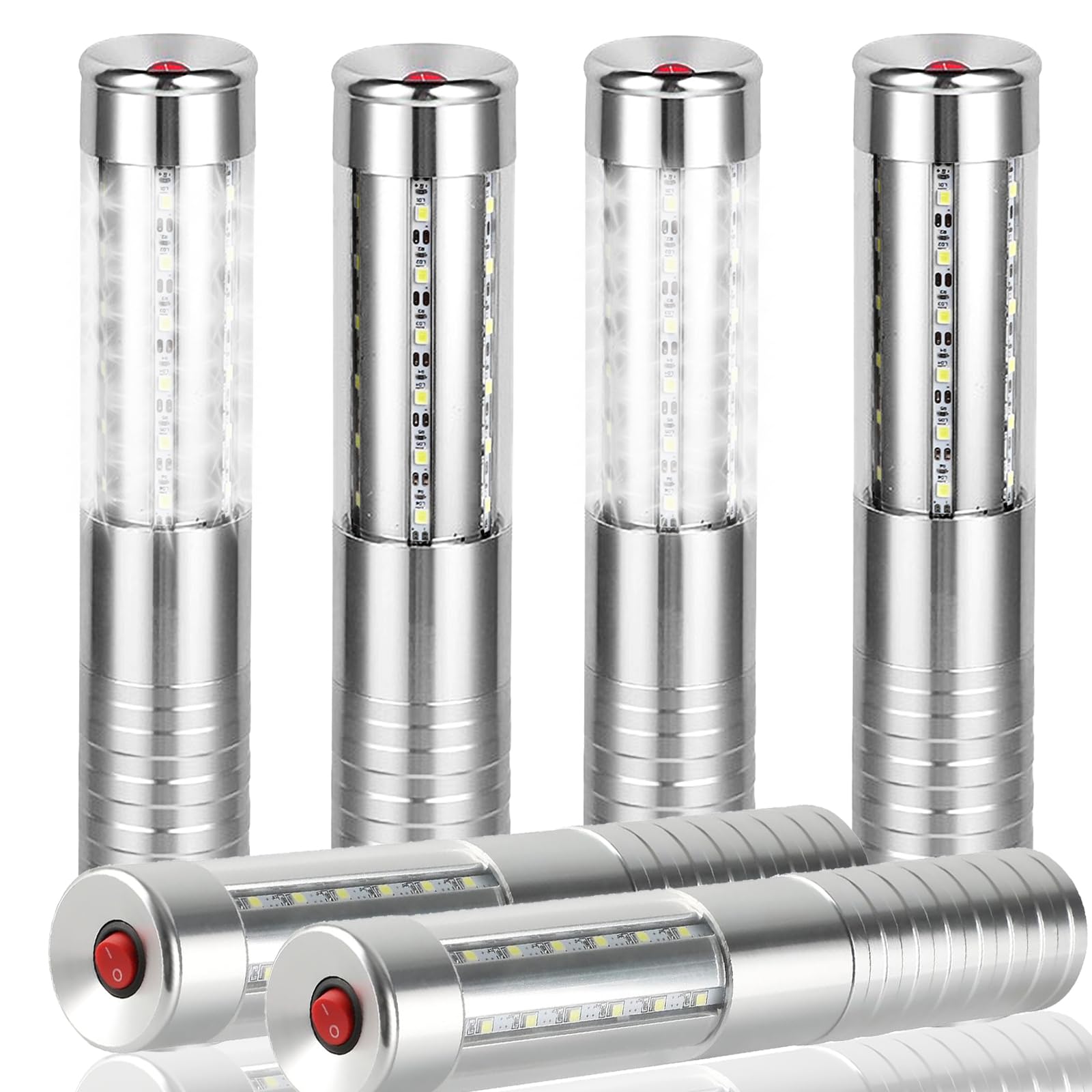 Photo 1 of VYAOMLI 6 PCS LED Strobe Baton Lights Bottle Service Rechargeable Light, Reusable Handheld Champagne Bottle Light Topper for Party Nightclub Bar Wedding Concert Festival Activity (Silver, 6 Pack)