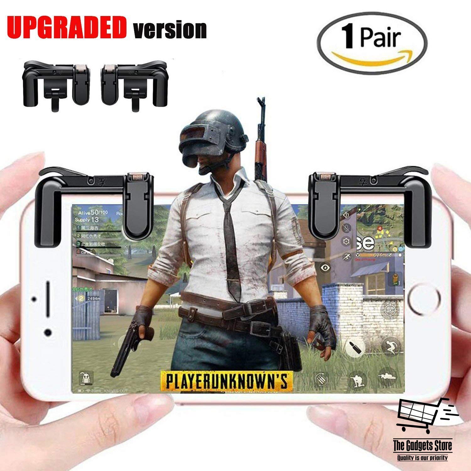 The Gadgets Store PUBG Fortnite Smart Phone Gamepad with Trigger Button,  Fire Button and Aim Key for iPhone and Xiaomi - 