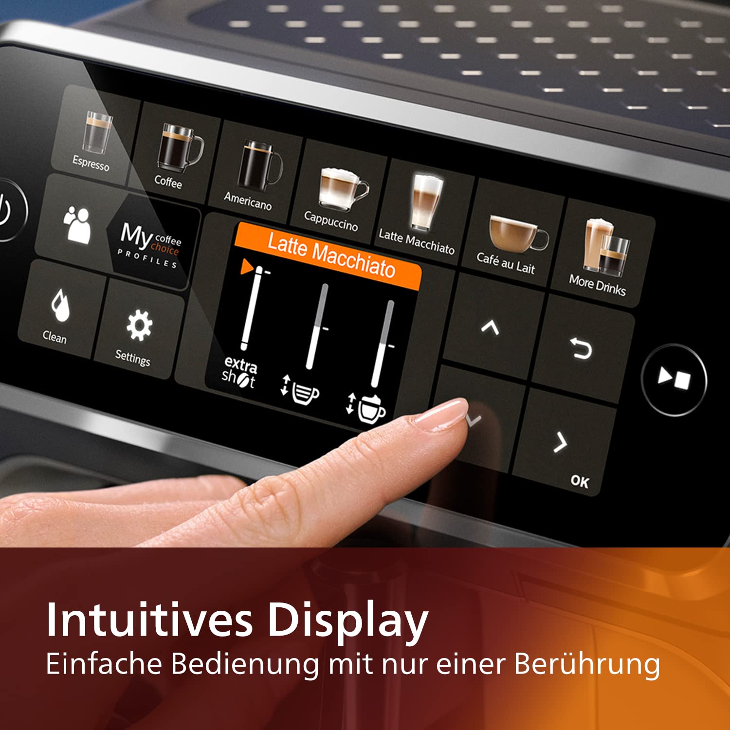 PHILIPS Serie 5400 Kaffeevollautomat - LatteGo, 12 Getränke, Milchaufschäumer, Touchscreen, 4 Profile, Chrom-Finish (EP5447/90) 4
