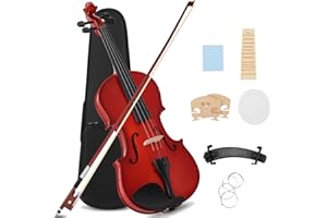 MUSTAR Violin, 4/4 Violin for Beginners, Classic Violin 4/4 Full Set with Bow, Rosins, Hard Case, Mute, Fingerboard Stickers, Shoulder Rest, Beginner KIt for Adults,Kids