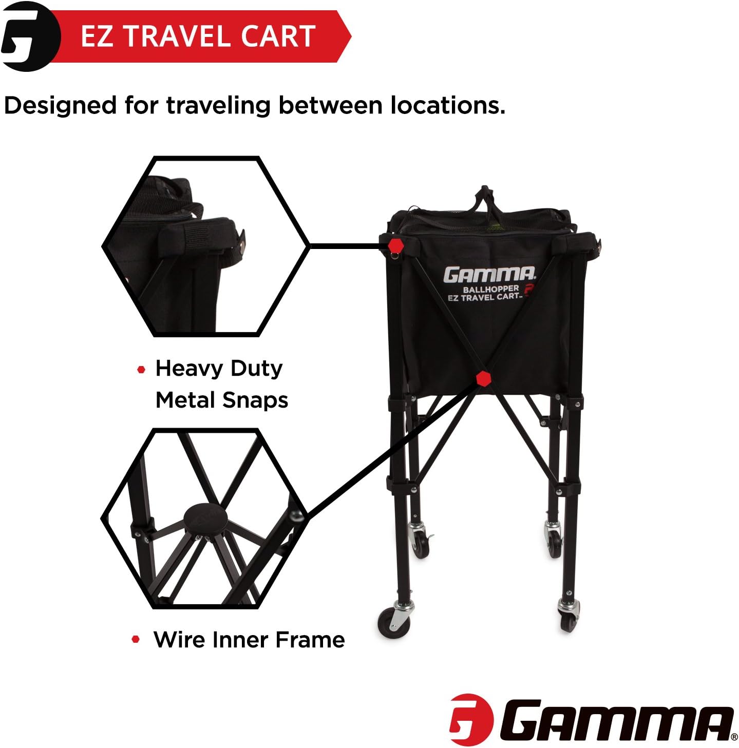 Gamma Sports EZ Travel Cart Pro Ball Hopper 150 : Tennis Ball Hoppers : Sports & Outdoors