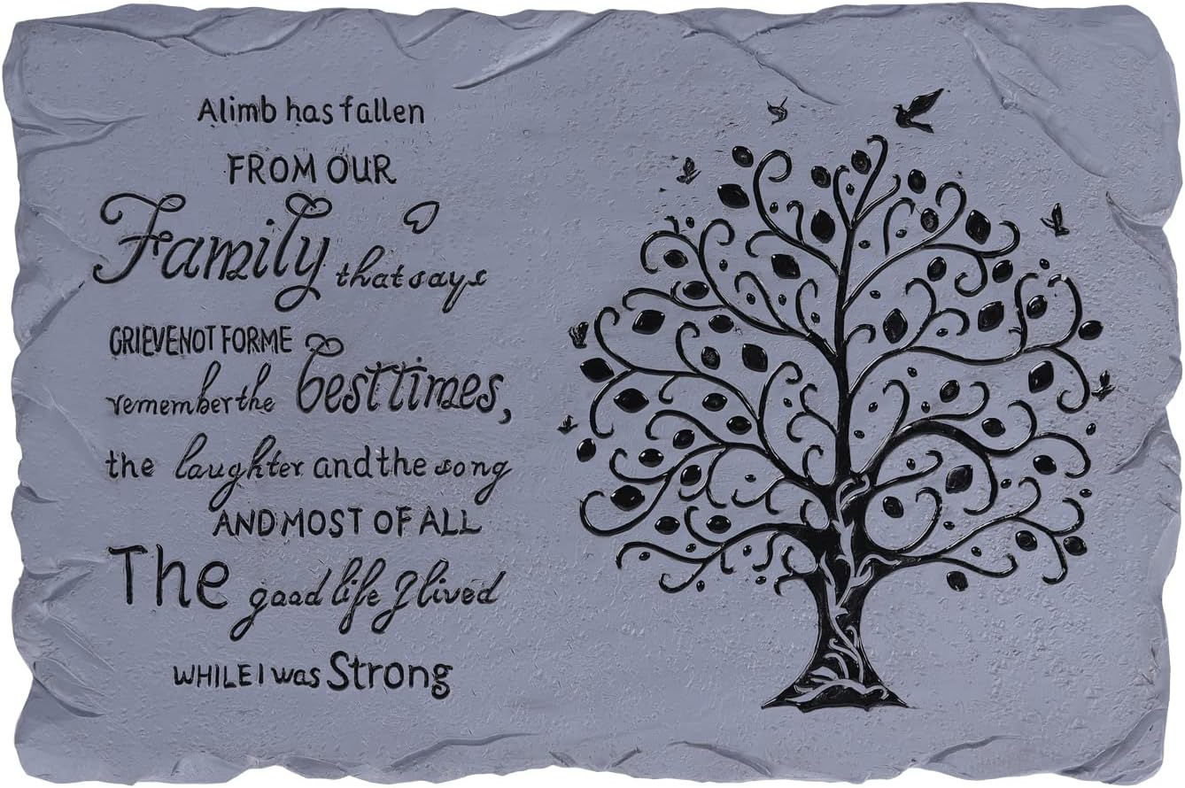 Hardscaping Materials - Tree of Life Song Memorial Stepping Stone,Weight 2.9 lbs Sympathy Garden Stone for Loved One,Garden Remembrance Stones,Resin Outdoor Decor (Grey)