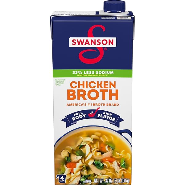SWANSON S NATURAL GOODNESS LOWER SODIUM CHICKEN BROTH, 32 OZ CARTON