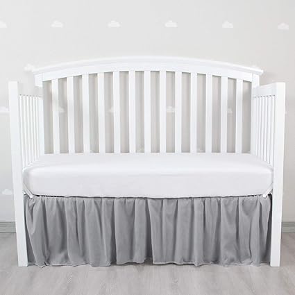 Amazon Com Grey Navy White Crib Skirt With 4 Sides Pleated Elastic Wrap Around Dust Ruffle Bed Skirt Nursery Bedding For Baby Girl Or Baby Boy Fit All Standard Crib Bed