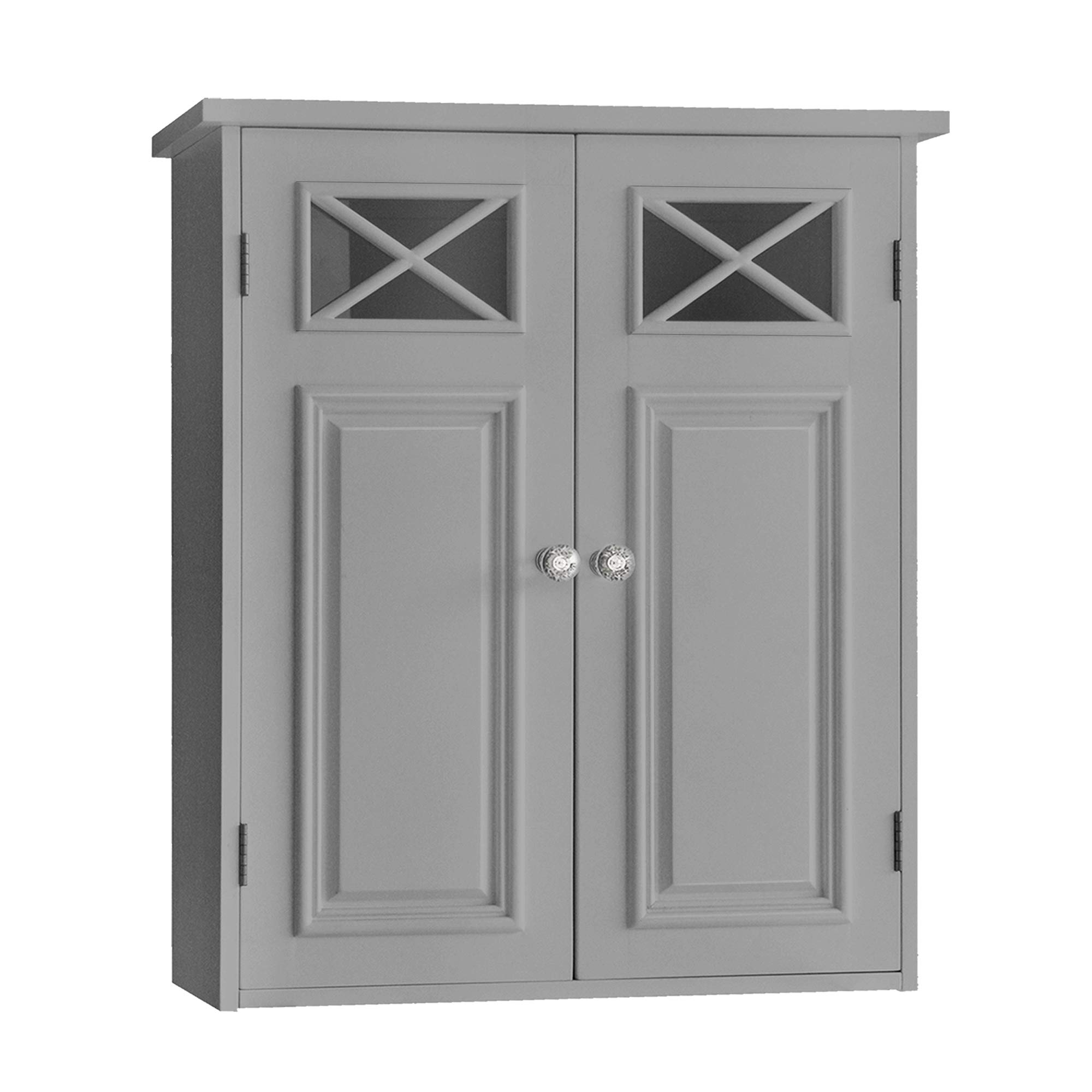 VERSANORA Teamson Home Bathroom Dawson Wall Cabinet With Two Doors Grey EHF-6810G