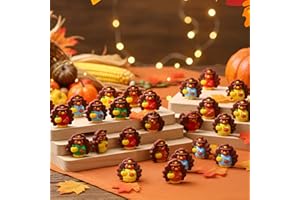 Domensi 100 Pcs Thanksgiving Mini Turkey Figurines Tiny Resin Turkey Figure to Hide and Seek Fall Mini Miniature Toy Multicolored Statue Charm for Autumn Decor Party Favor Gift Home Table Centerpiece