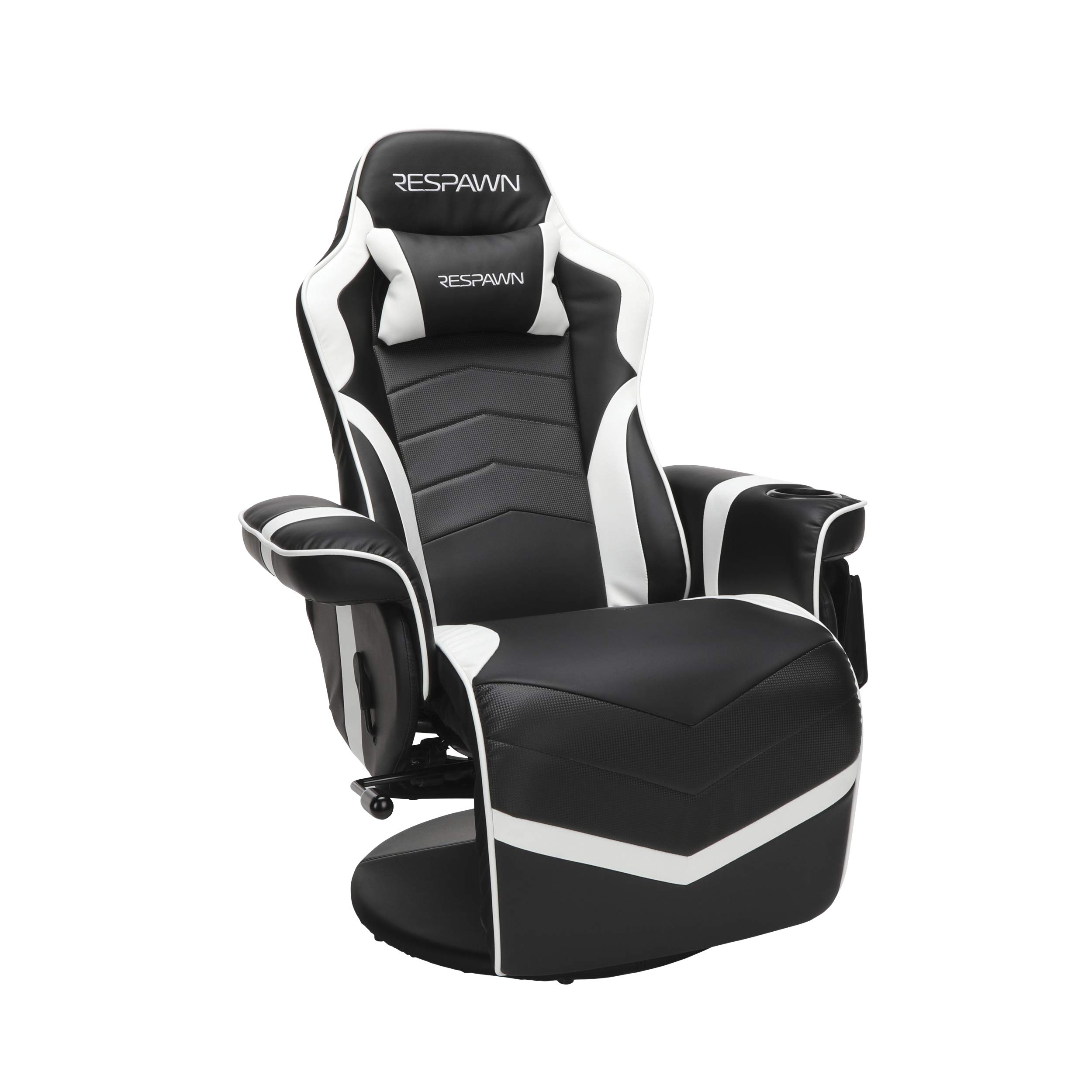 Photo 1 of RESPAWN 900 Console Gaming Recliner with Footrest and Lumbar Support - Comfortable Ergonomic Gaming Chair with Headrest, No Wheels, Reclining, Heavy Duty, Racing Style Video Game Chairs - White