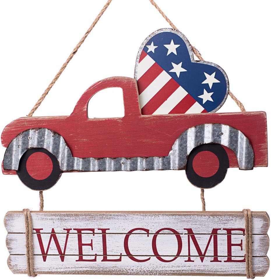 GiftWrap Etc. Patriotic Heart Welcome Truck Sign - 14