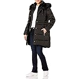 tahari faux fur trim hooded bib zip puffer jacket
