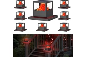 Viewsun Solar Post Cap Lights, 8 Pack Fence Deck Post Solar Lights Solar Powered with Flickering Flame, Waterproof Outdoor Post Lights for 4x4, 5x5, and 6x6 Vinyl/Wooden Posts Patio Decoration
