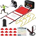 X-UMEUS Agility Ladder Speed Training Equipment Set-20ft Agility Ladder,12 Soccer Cones,4 Hurdles, Jump Rope, Running Parachute| Basketball Football Soccer Training Equipment for Kids Youth Adults