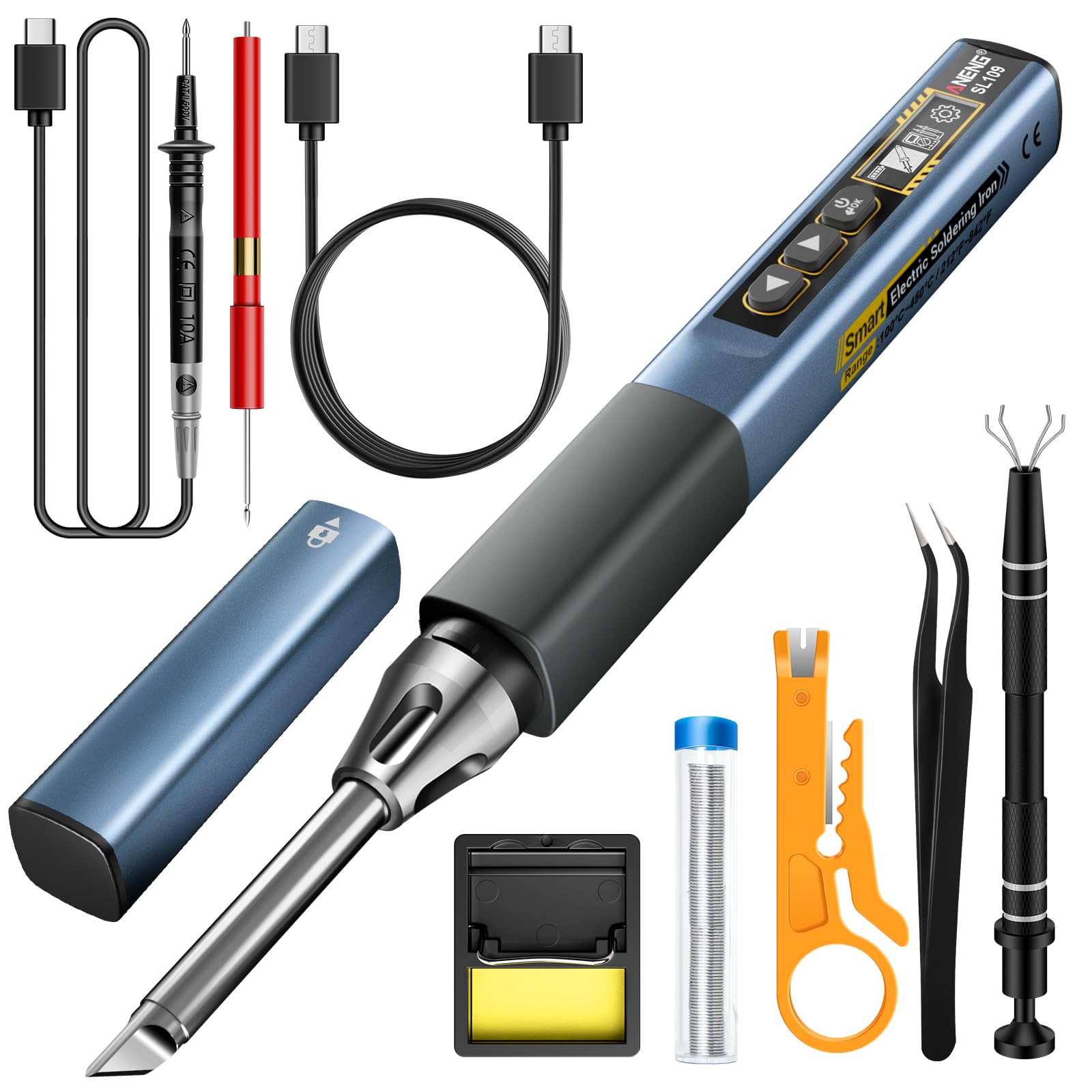 Photo 1 of Soldering Iron Kit, Portable Soldering Iron 2in1 Usb soldering gun with LED Digital Adjustable Temperature 212-842? 75W 3S Fast Heating Auto-Sleep Mode for Electronics Repair DIY (SL109)