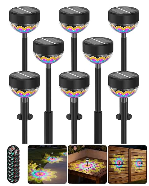 SOLAR PATHWAY LIGHTS OUTDOOR, 8 PACK 1200MAH SOLAR...