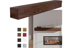 Pennsylvania Woodworks Fireplace Mantel, Handmade in The USA, Oak Wood Wall-Hanging Mantel Shelf, Farmhouse Wall Shelf Design, Easy to Mount and Heavy Duty, 60 in, Large, Heritage Walnut