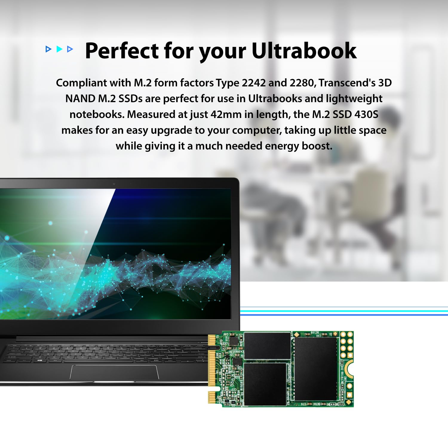 Transcend 512GB M.2 2242 SATA III SSD with Dram Cache, Up to 560MB/s, Compatible w/Ultrabook/Laptop/PC/Desktop, 3D TLC NAND Flash Internal Solid State Drive, LDPC Error Correction, SLC Cache, B+M Key