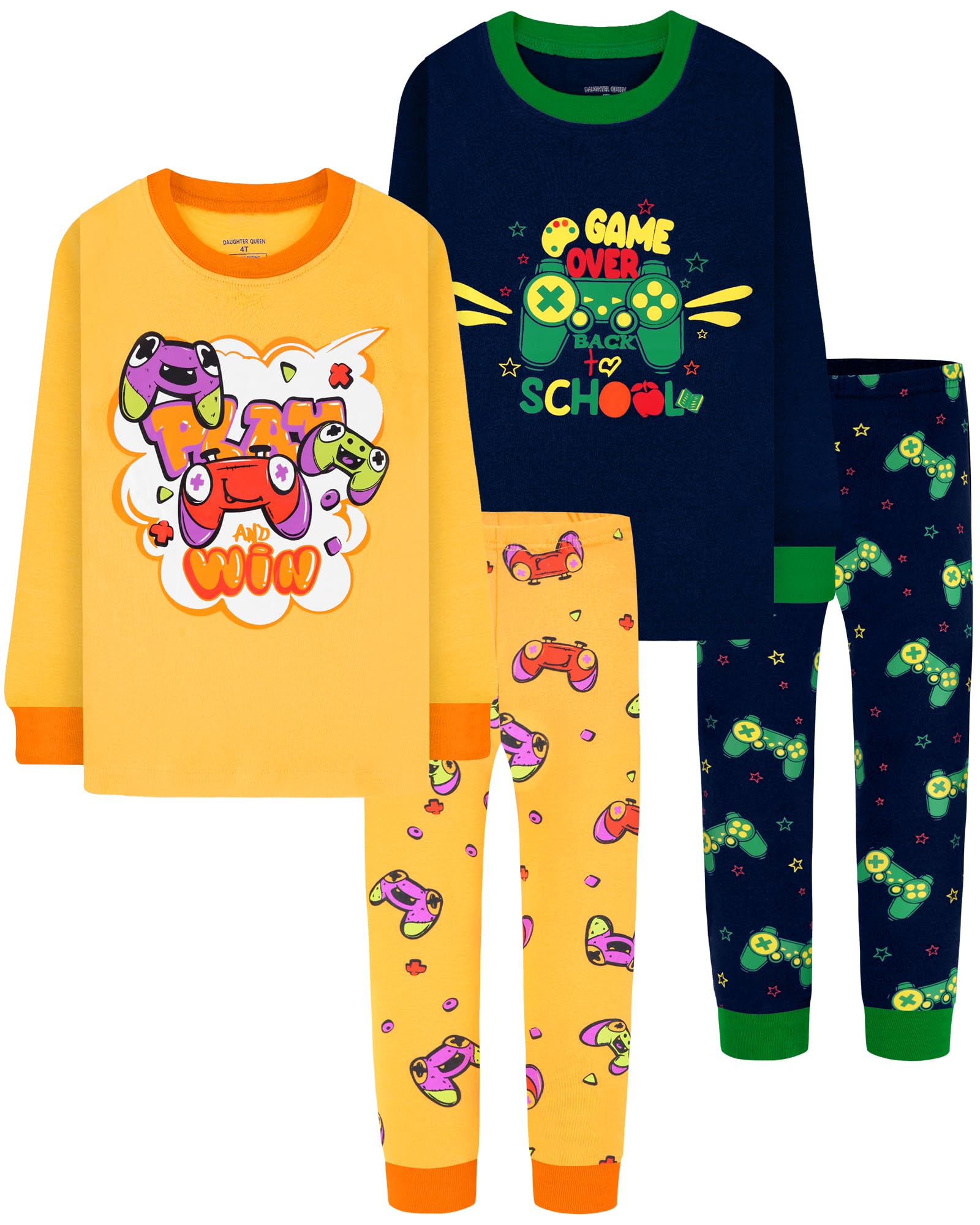 DAUGHTER QUEEN Boys Pajamas Set 100% Cotton Pjs Long Sleeve Pajamas for Big Boys Gamer Pj Kids Sleepwear Clothes Jammies Size 12 11 10-12 Youth Years Image