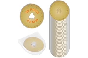 KMLYDGS 50-Pack 45mm Titanium Coated Rotary Cutter Blades | Replacement Rotary Blades for Fabric, Paper, Quilting & Crafting | Industrial Sharpness & Rust Resistance