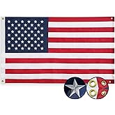 American Flag 4x6 Ft, 4 Brass Grommets US Flags - Embroidered Stars, Sewn Stripes, Heavy Duty Durable Outdoor US Flags - Hanging US Flags for Room/Indoor/Wall American Flag
