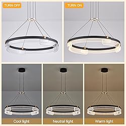 Benkut Modern LED Pendant Light Dimmable Black LED