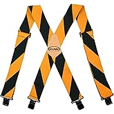 KUNN Mens Suspenders X-Back 2 Inch Wide Elastic Suspender Heavy Duty Clips Work Suspenders